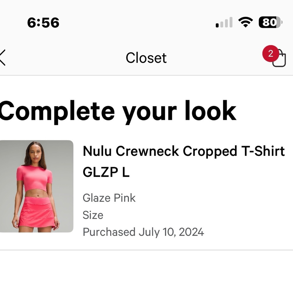 lululemon athletica Glaze Pink Nulu Crewneck Cropped T-Shirt